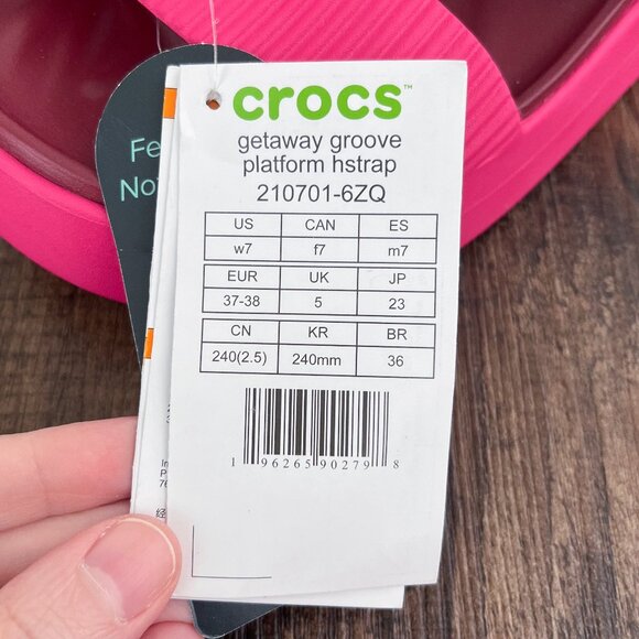 Crocs Getaway Groove Platform H Strap Sandal # 210701 Size 7 Dragon Fruit Pink - Picture 10 of 14